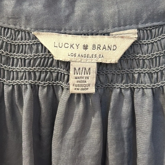 Lucky Brand Women’s Satin Peasant Blouse Size M - Picture 3 of 6